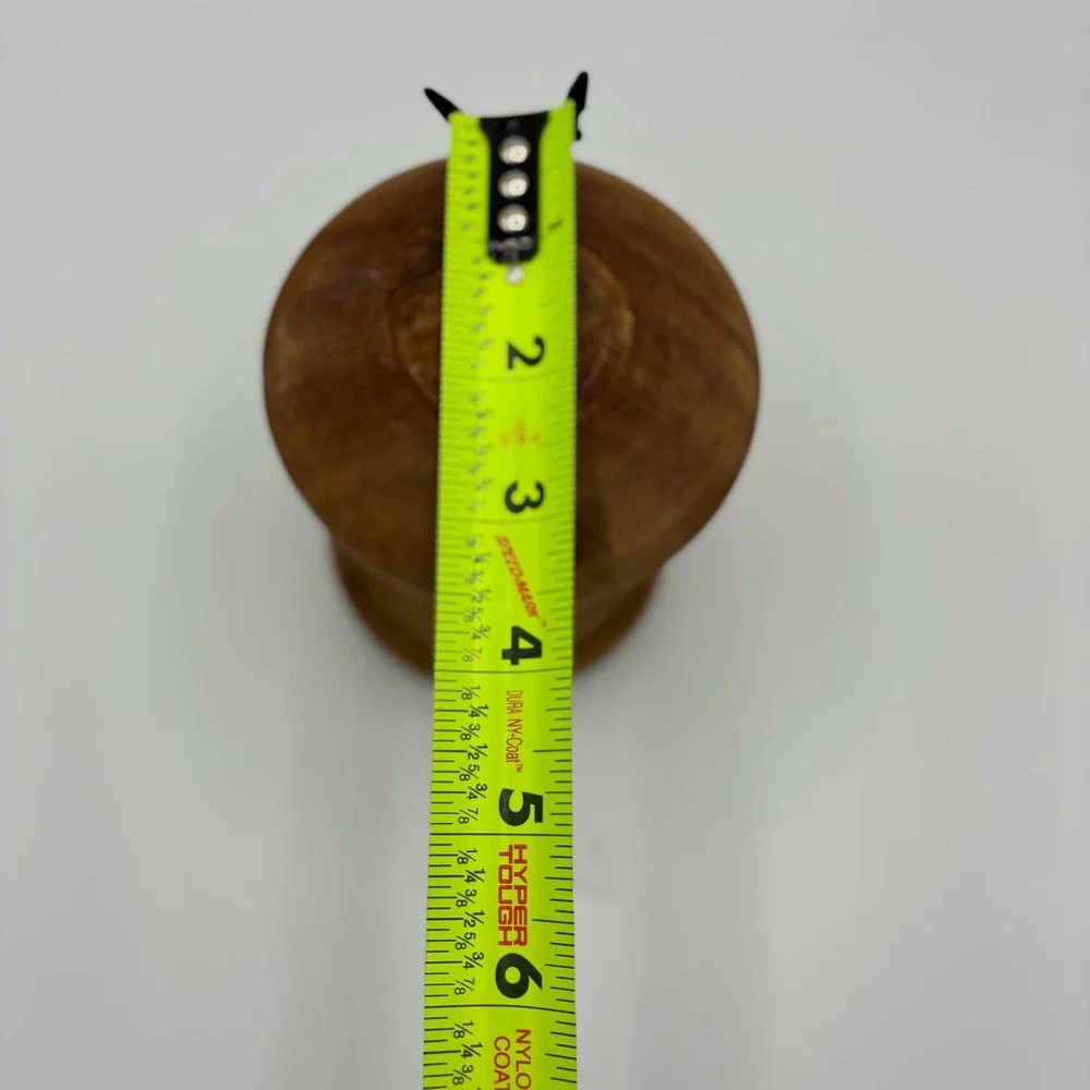 Vintage Hand Turned Wooden Mortar and Pestle Set Banded Rings 7in